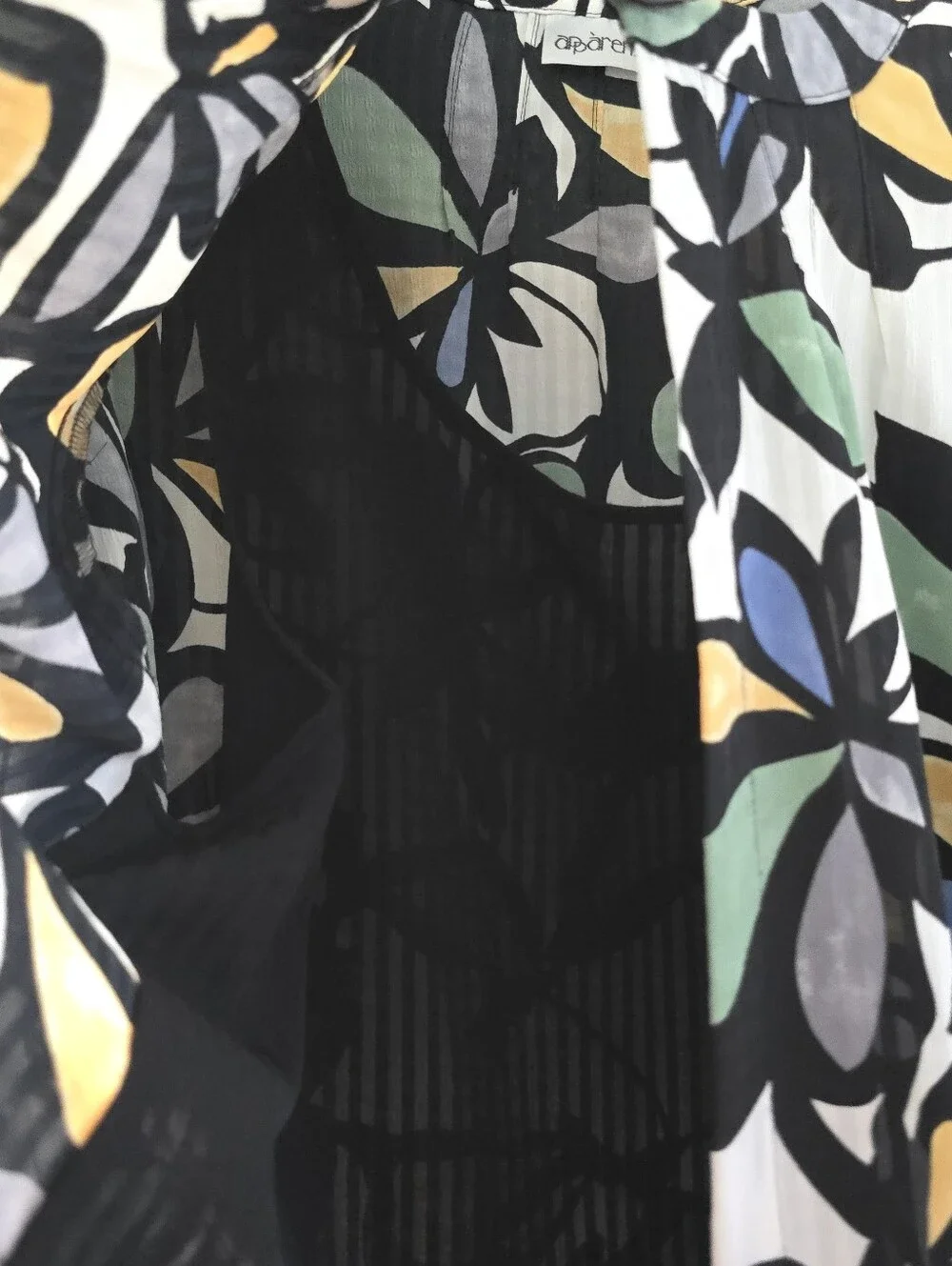 Apparenza Black Multi Floral Print Open Front Tunic